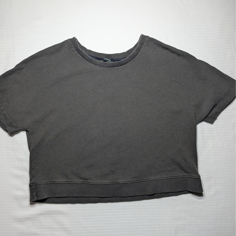 AllSaints Asha Short Sleeve Sweatshirt US 8 Grey Cotton Modal Open Back Pullover